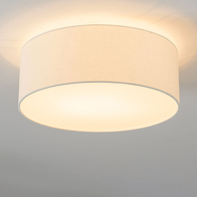 Modern Minimalist Round Drum Flush Mount Ceiling Light - Iron & Fabric 3/5 Light for Living Room