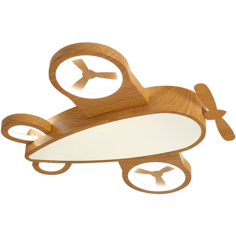 Cartoon Wood Grain Aircraft LED Kids Ceiling Light