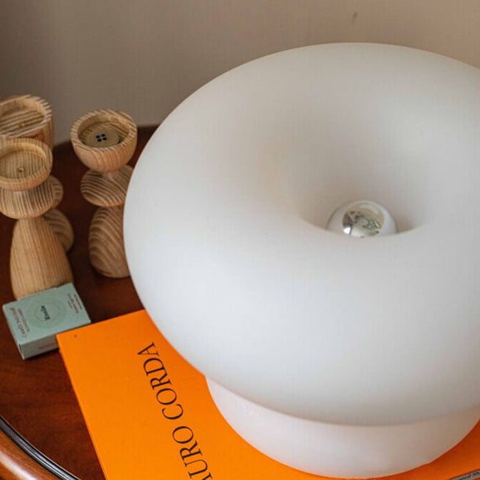 Danish Milk White Mushroom Table Lamp - Modern Minimalist Design, LED Compatible, Living Room Lighting, Scandinavian Style Decor, Warm White Glow