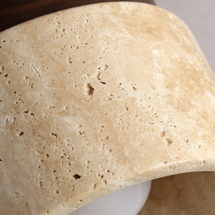 Vintage Round Travertine Flush Mount Ceiling Light - 1-Light Hallway Fixture