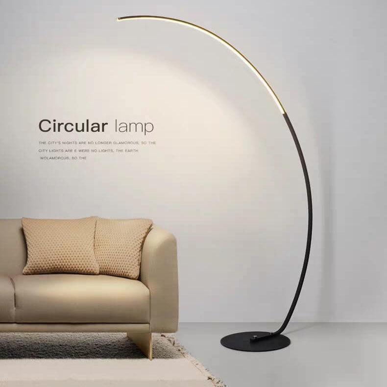 Modern Minimalist Fishing Rod LED Floor Lamp - Arc Circular PVC Aluminum Design for Living Room Lighting