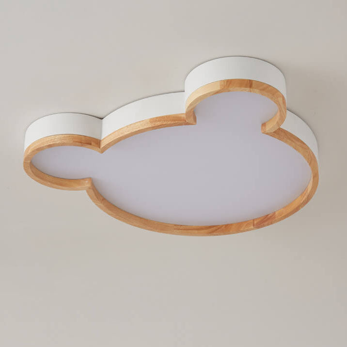 Nordic Wood Bear Shape LED Kids Flush Mount Ceiling Light | Cute Animal Nursery Lighting | Child Room Ceiling Fixture | Playful Bear Decor | Stylish Kids Bedroom Lighting | Soft Glow Illumination for Kids | Whimsical Flush Mount Light for Playroom | Eco-F