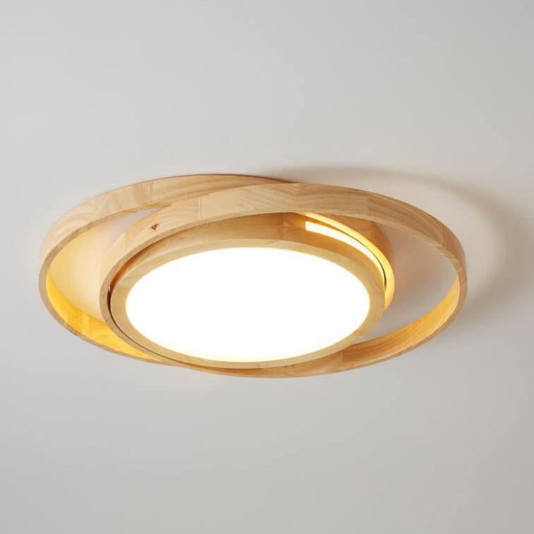 Minimalist Wood Circle LED Flush Mount Ceiling Light