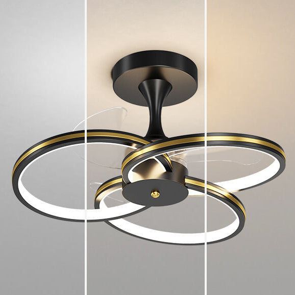 Luxury Acrylic Three Rings LED Flush Mount Fan Light Design