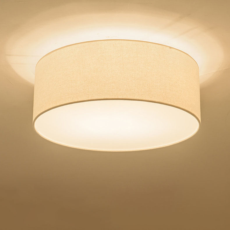 Modern Minimalist Round Drum Flush Mount Ceiling Light - Iron & Fabric 3/5 Light for Living Room