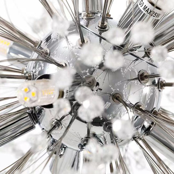 Contemporary Scandinavian Dandelion Crystal Chandelier - 8/9/12/16 Lights for Bedroom Elegance
