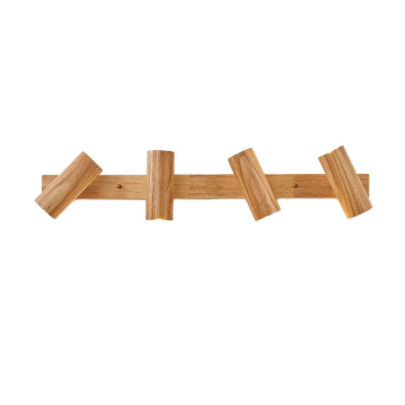 Japanese Minimalist Solid Wood Spotlight Track Ceiling Light - 1/3/4 Light Flush Mount