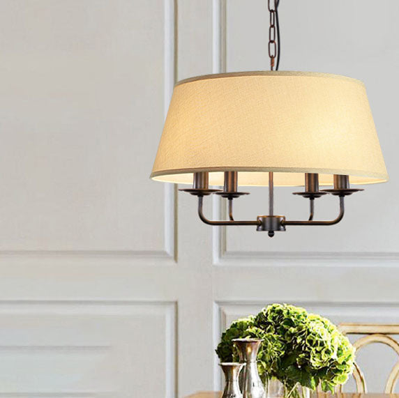 European Vintage Classic Iron Cloth 4-Light Pendant Lamp