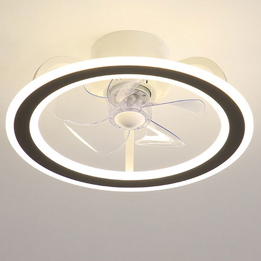 Nordic Creative Round LED Semi-Flush Mount Ceiling Fan Light Fixture