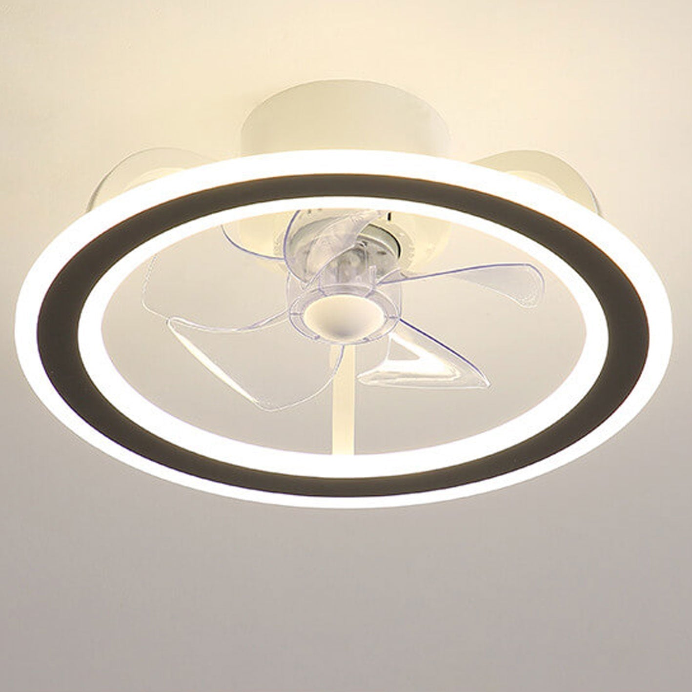 Nordic Creative Round LED Semi-Flush Mount Ceiling Fan Light Fixture
