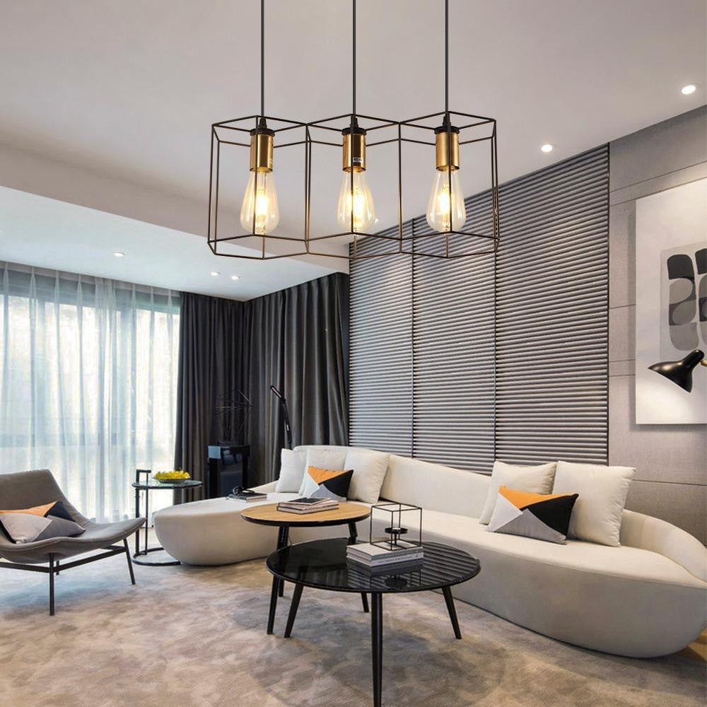 Contemporary Industrial 3/5 Light Iron Island Chandelier for Living & Dining Rooms