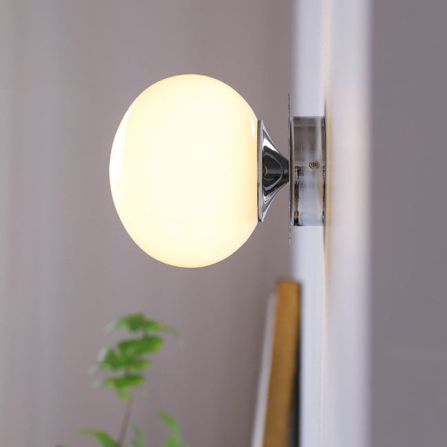 Modern Vintage Minimalist Round Iron Glass Wall Sconce Lamp 1-Light