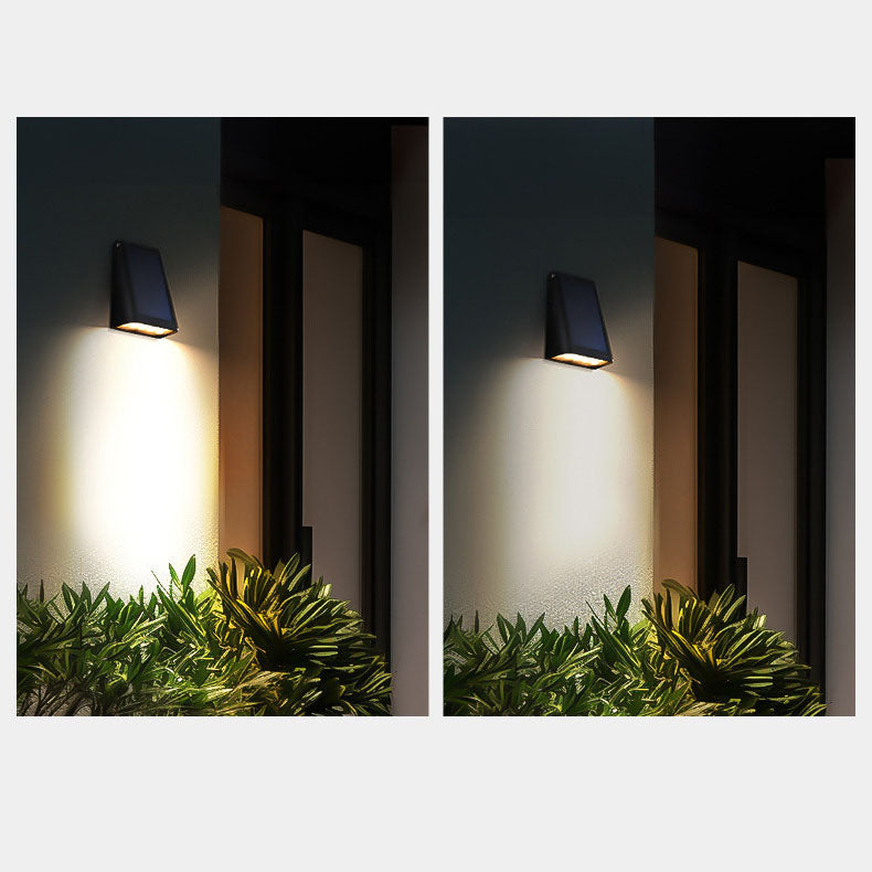 Modern Minimalist Solar LED Wall Sconce for Garden - Rectangular Trapezoidal ABS PC Design