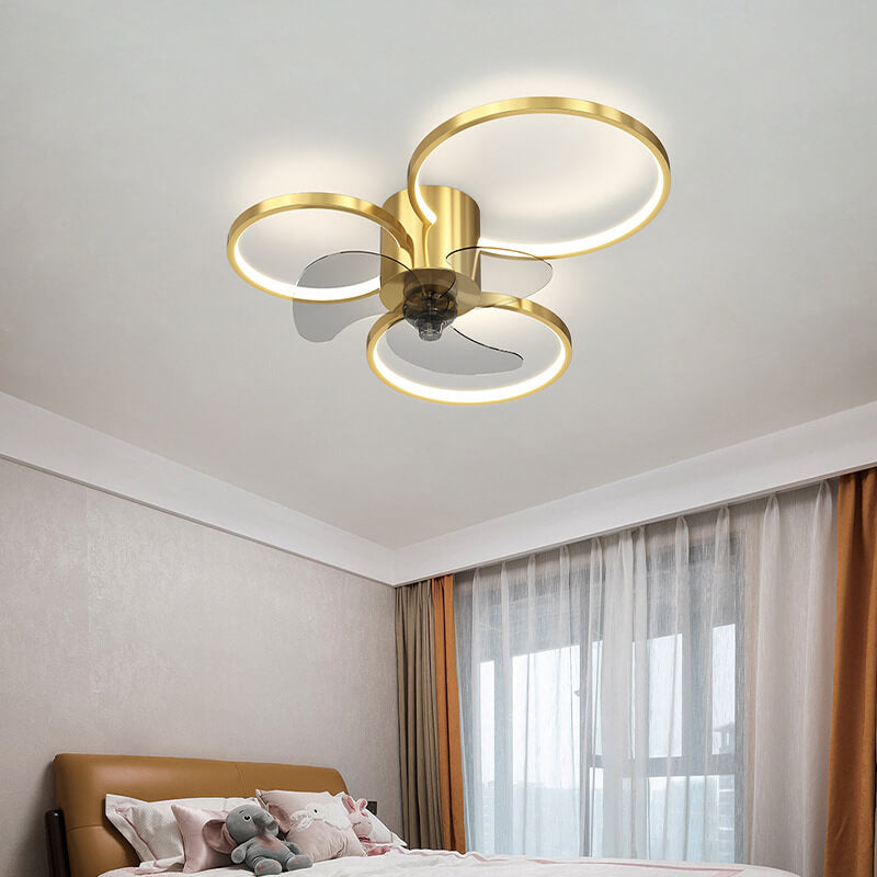 Modern Geometric Square Round LED Ceiling Fan Light - Elegant Flush Mount Design, Stylish Home Lighting, Energy Efficient, Contemporary Ceiling Fixture