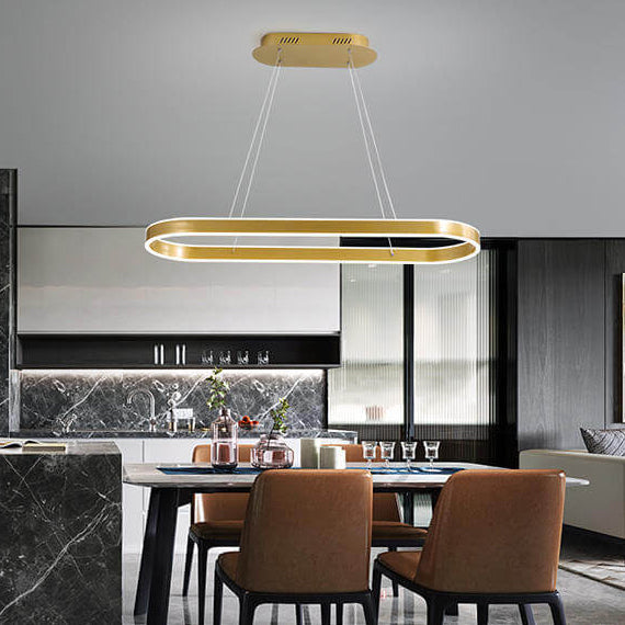 Modern Minimalist Oval Aluminum LED Chandelier - Light Luxury Lighting Fixture