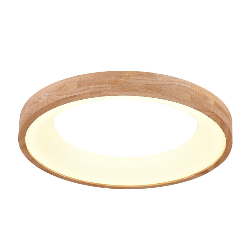 Nordic Minimalist Round LED Flush Mount Ceiling Light - Log Wood Design, Modern Illumination, Natural Aesthetic, Home Lighting Solution