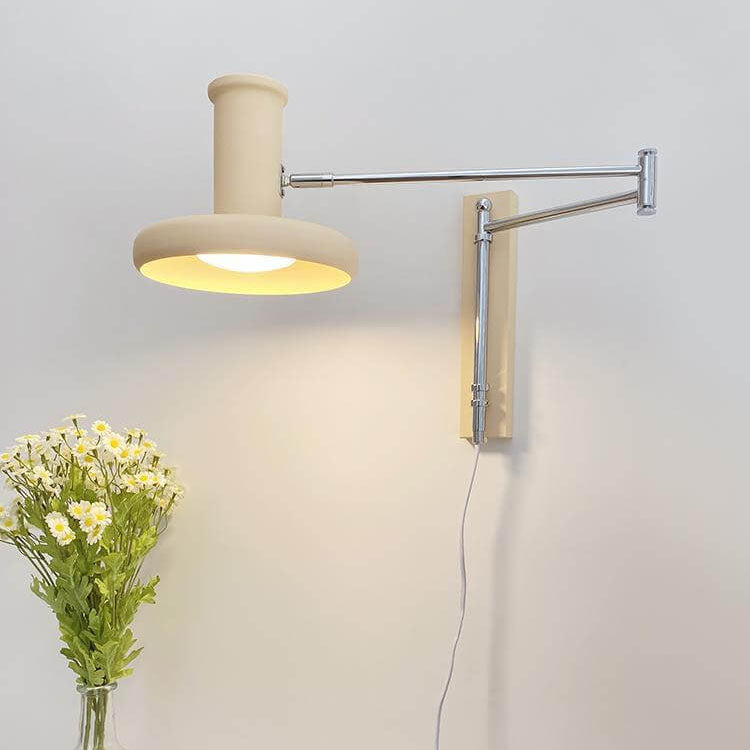 Nordic Minimalist Beige Swing Arm Wall Sconce Lamp