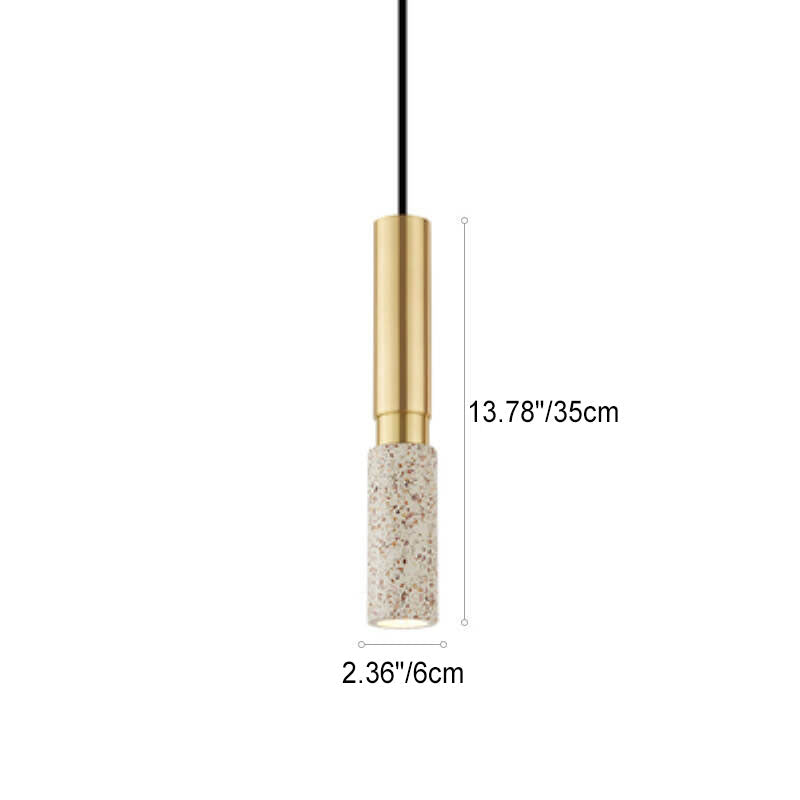 Contemporary Nordic Marble Terrazzo Pendant Light - Modern 1-Light Metal Fixture for Living Room