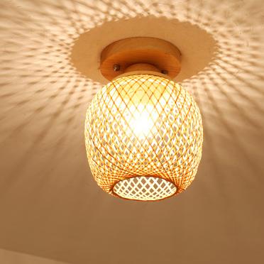 Modern Minimalist Bamboo Weaving Ceiling Lamp - Flush Mount Light Fixture