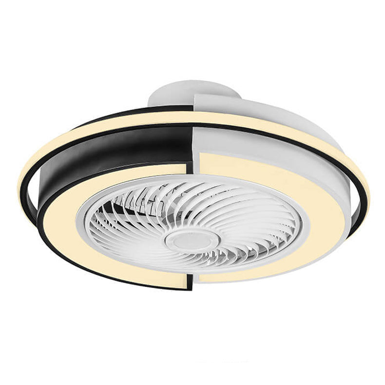 Modern Round LED Semi-Flush Mount Ceiling Fan Light