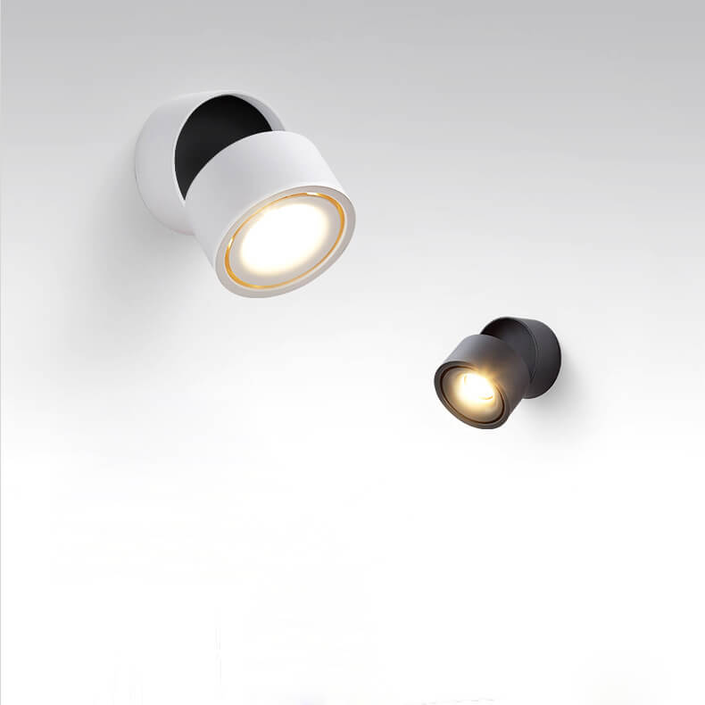 Modern Minimalist Round Aluminium Rotatable Folding LED Wall Sconce for Living Room & Bedroom