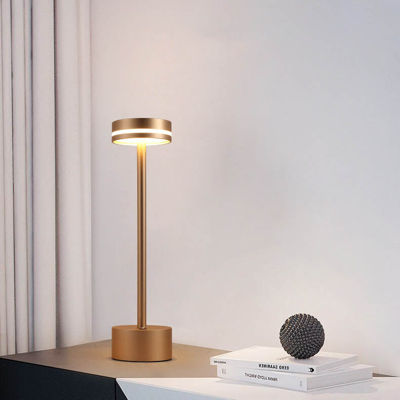 Modern Minimalist Cylindrical Metal Acrylic USB LED Table Lamp - Stylish Desk Lighting, Rechargeable Nightstand Lamp, Contemporary Home Decor, Dimmable Brightness, USB Powered, Elegant Bedroom Ambiance, Sleek Modern Design, Portable LED Lamp, Home Office