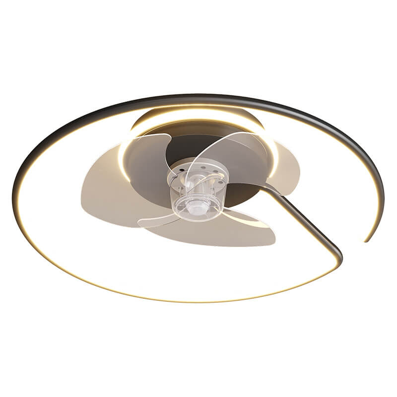 Minimalist Round LED Flush Mount Ceiling Fan Light - Luxury Invisible Design
