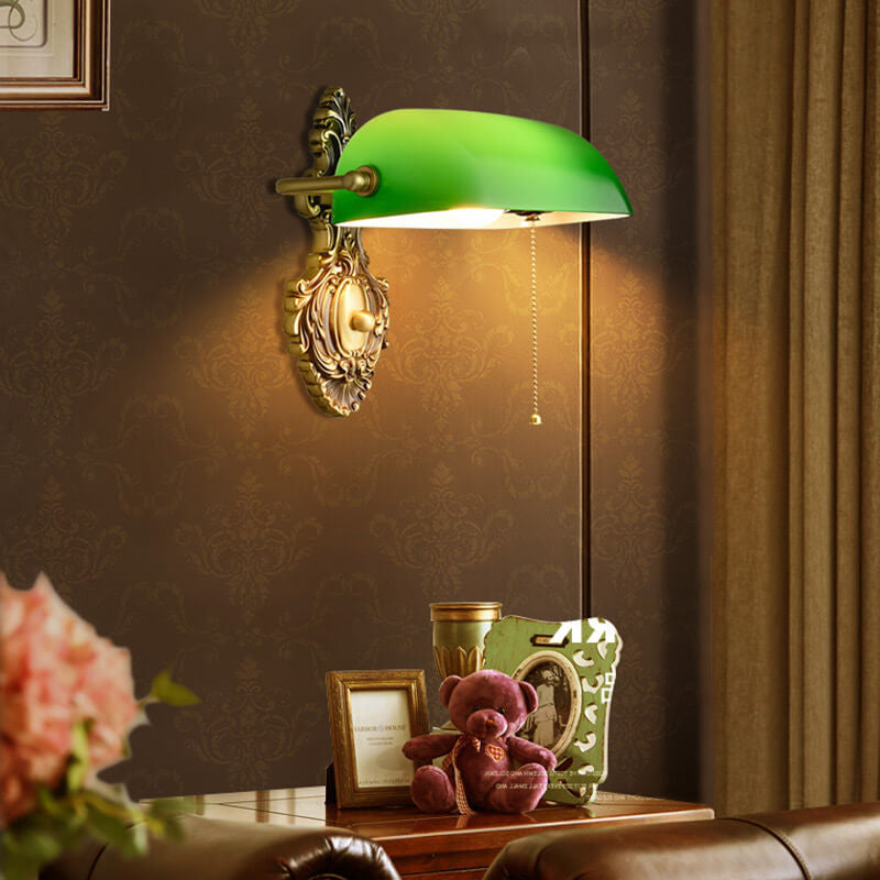 Contemporary Retro Copper Green Glass Shade Wall Sconce Lamp for Bedroom 

Enhance your bedroom with this stylish contemporary retro wall sconce. Featuring a unique copper finish and an elegant green glass shade, this 1-light lamp adds a touch of vintage