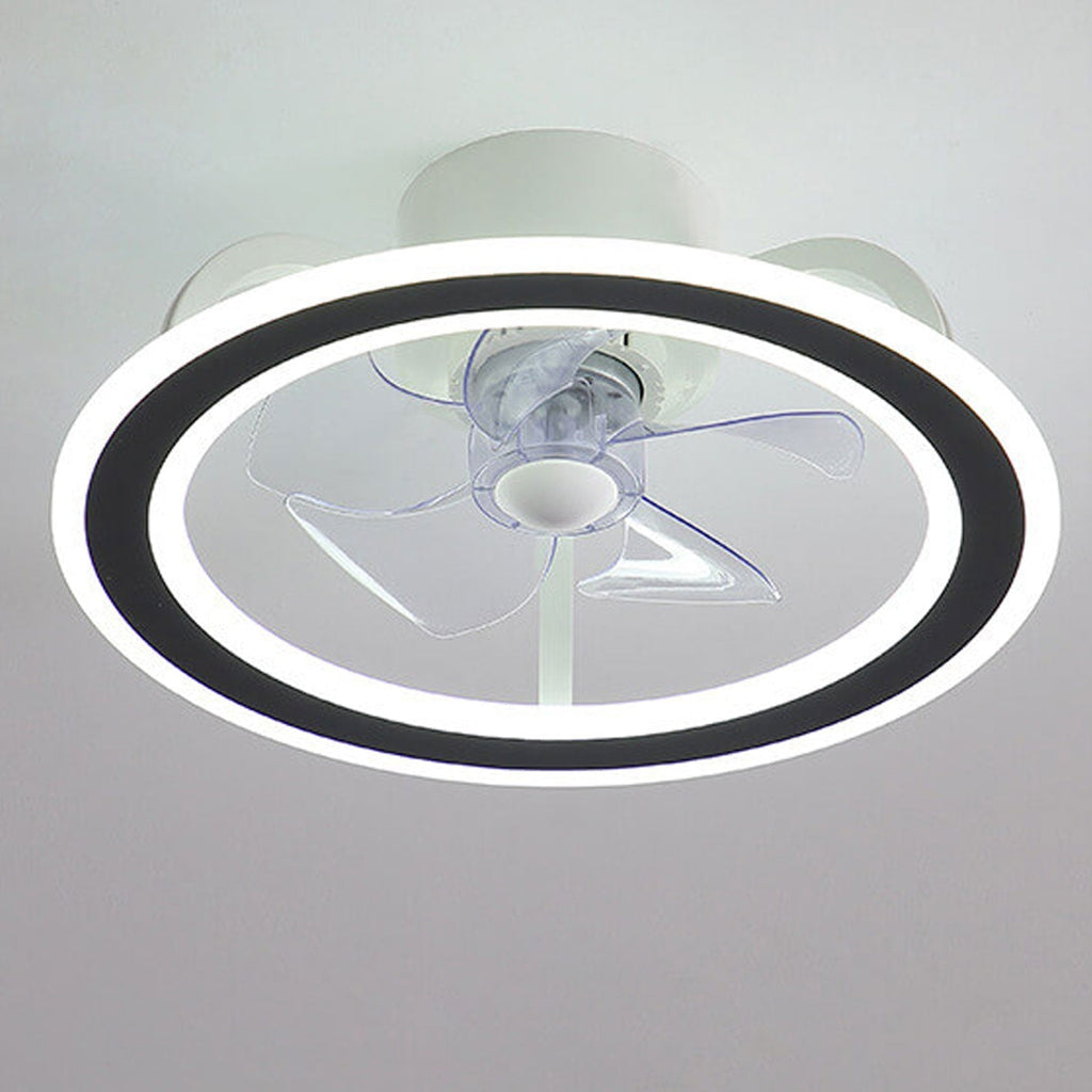 Nordic Creative Round LED Semi-Flush Mount Ceiling Fan Light Fixture