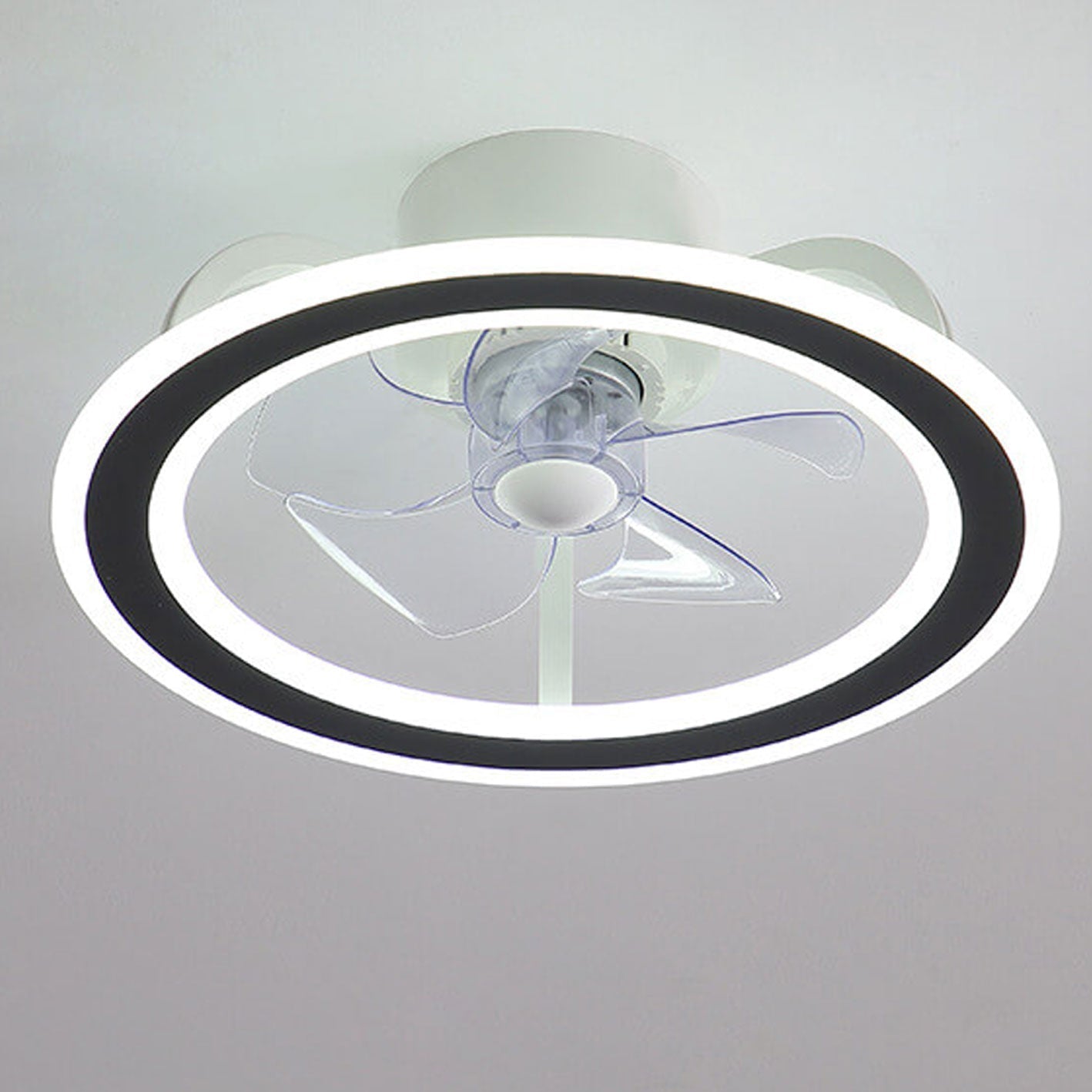 Nordic Creative Round LED Semi-Flush Mount Ceiling Fan Light Fixture