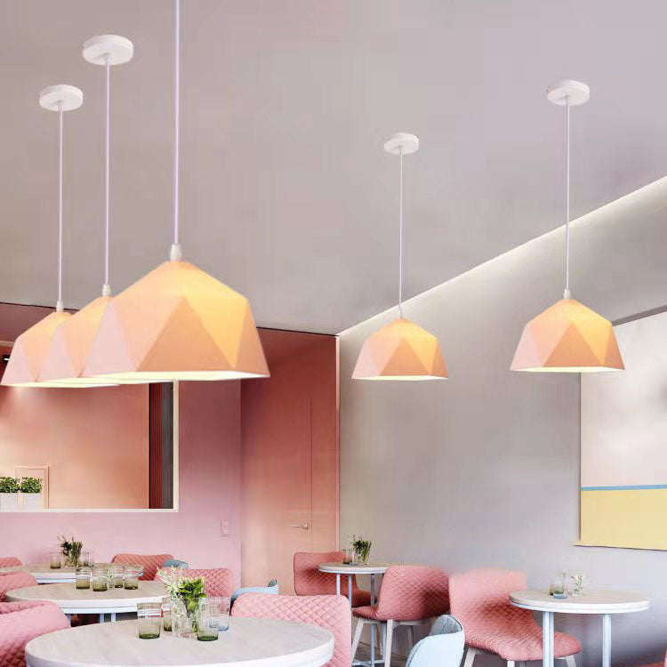 Modern Geometric Macaroon Iron Pendant Light 1-Light Lozenge Design