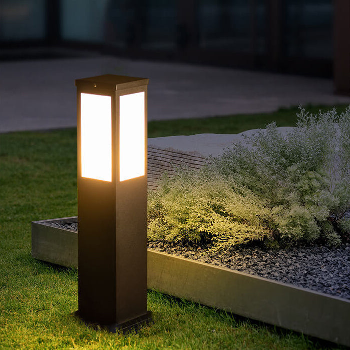 Modern Solar Lawn Square Column Outdoor Path Lamp Waterproof Garden Light