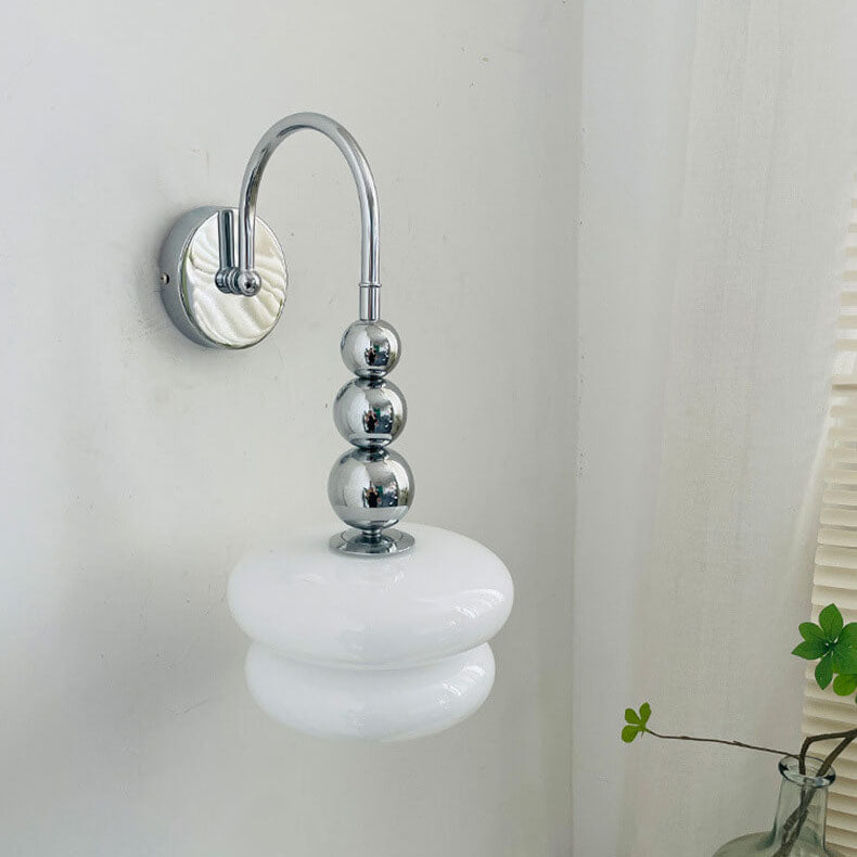Macaron Cream Gourd Glass Shade Wall Sconce - 1-Light Elegant Design Lamp for Modern Decor, Stylish Lighting Fixture, Artisanal Home Accent