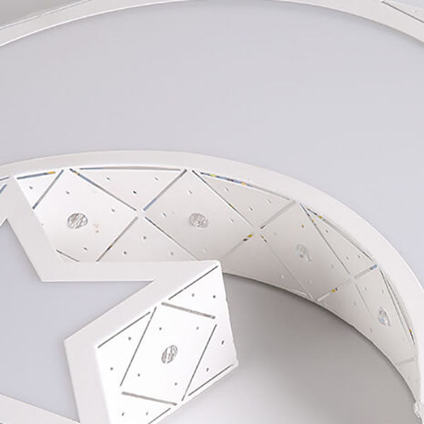 Modern Star Moon Geometric Iron LED Kids Flush Mount Ceiling Light, Baby Room Lighting Fixture, Nursery Ceiling Lamp, Boys Girls Bedroom Decor, Astronaut Space Theme Light, Energy-Efficient Kids Room Illumination, Stylish Flush Mount Design for Children's