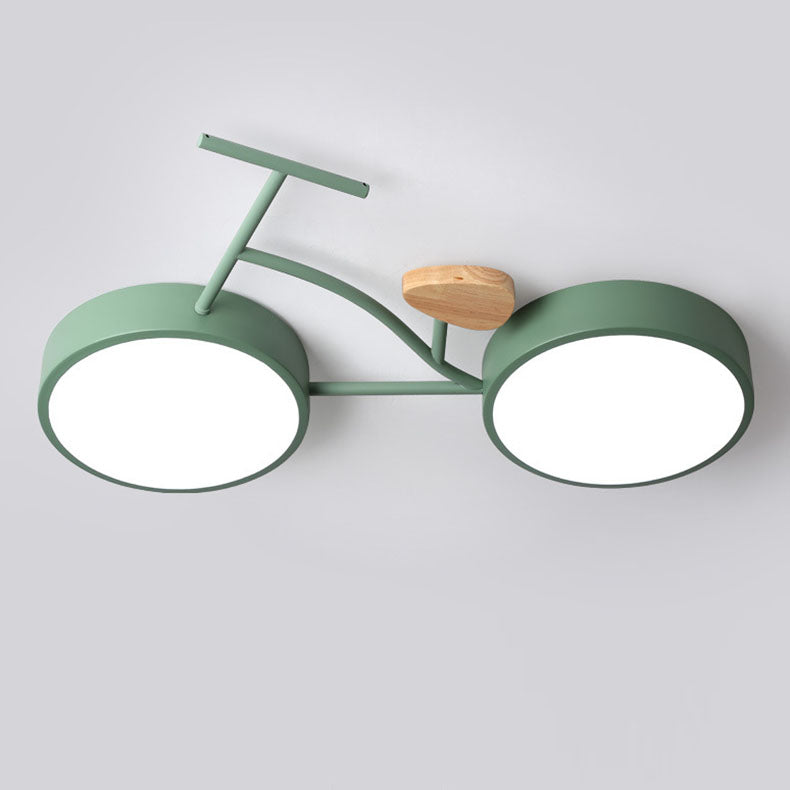 Contemporary Bicycle Acrylic Wood LED Ceiling Light for Kids Room