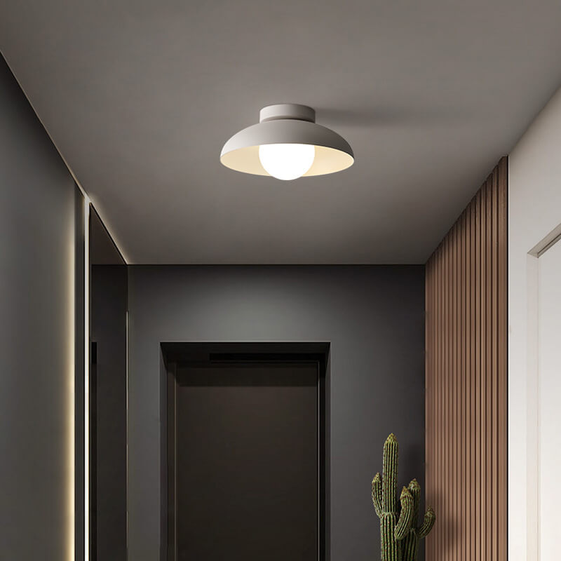 Contemporary Nordic Wabi-Sabi Iron Glass Semi-Flush Mount Light