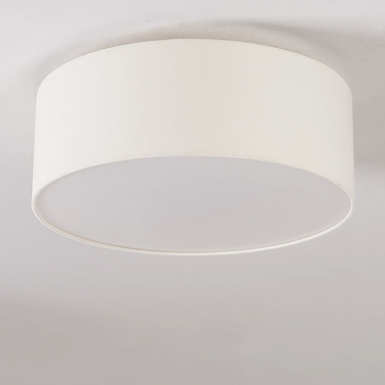 Modern Minimalist Round Drum Flush Mount Ceiling Light - Iron & Fabric 3/5 Light for Living Room