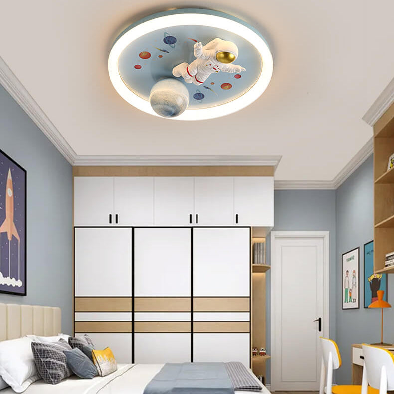 Cartoon Astronaut LED Flush Mount Ceiling Light - Creative Space Decor