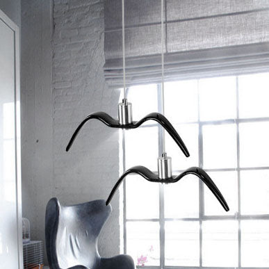 Contemporary Nordic Wrought Iron Seagull LED Pendant Light for Living Room