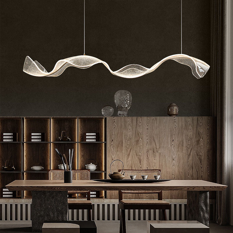 Contemporary Acrylic Corrugated LED Pendant Light for Living Room