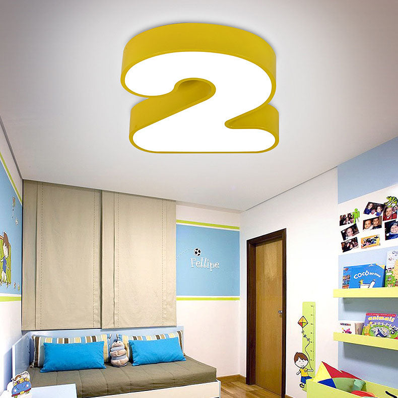Contemporary Creative Kids Iron Number Design LED Flush Mount Ceiling Light Bedroom, Modern Children’s Room Lighting, Unique Number Shaped LED Light, Stylish Ceiling Fixture for Kids, Energy Efficient Flush Light for Nursery, Playroom Illumination, Decora
