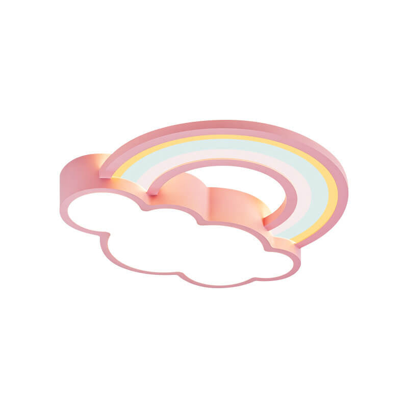 Childlike Rainbow Cloud LED Flush Mount Light for Kids' Room, Nursery, Ceiling Fixture, Colorful Light Decoration