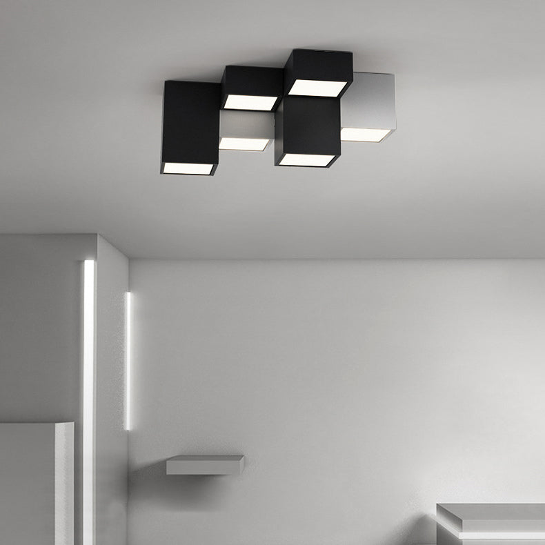 Modern Minimalist Cube LED Flush Mount Ceiling Light for Living Room