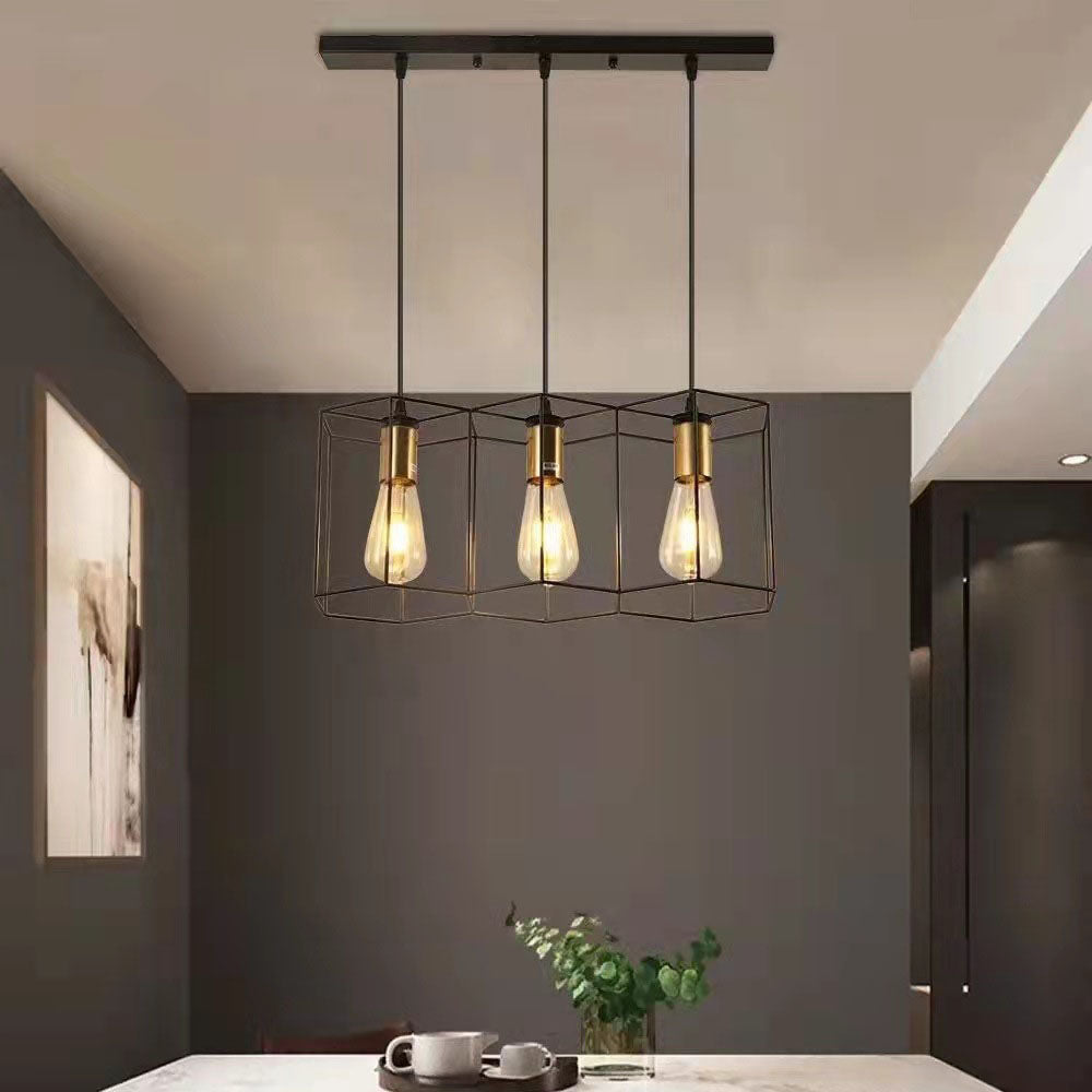 Contemporary Industrial 3/5 Light Iron Island Chandelier for Living & Dining Rooms