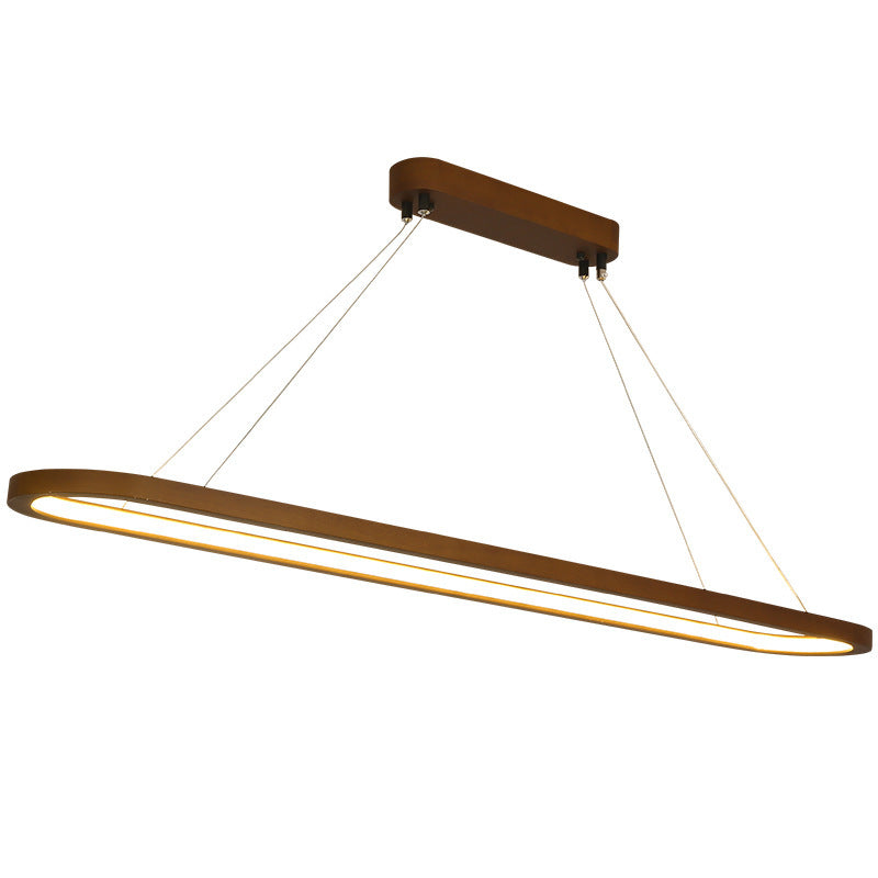 Modern Chinese Solid Wood Round Ring LED Chandelier Island Light