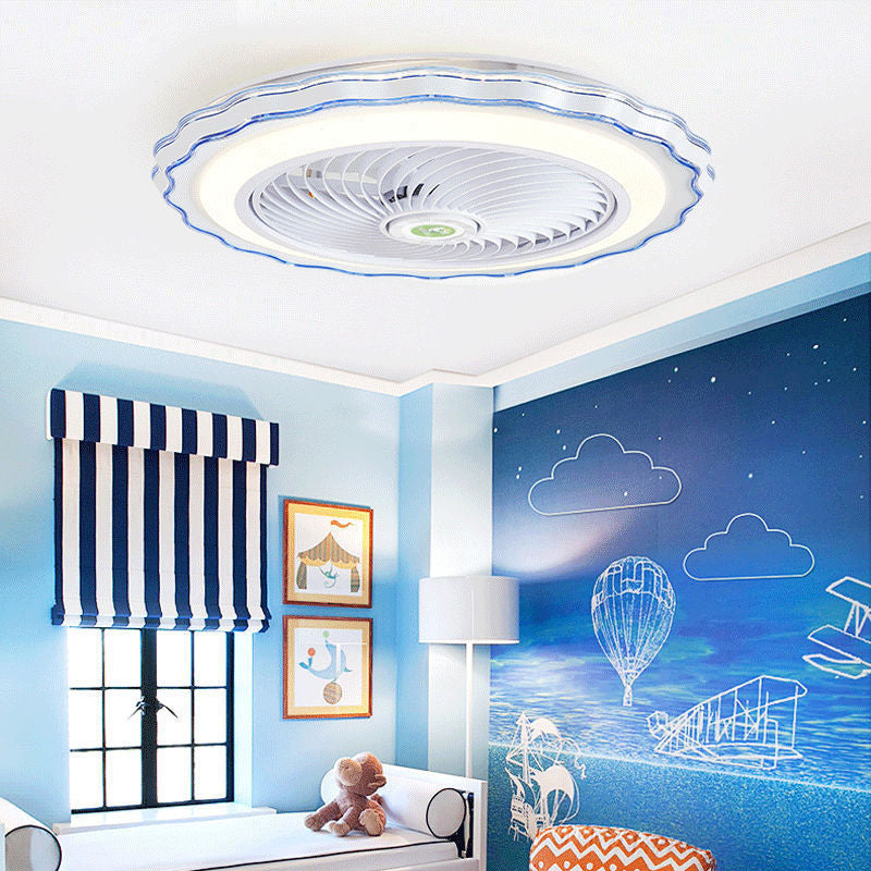 Modern Round Flower LED Flush Mount Ceiling Fan Light
