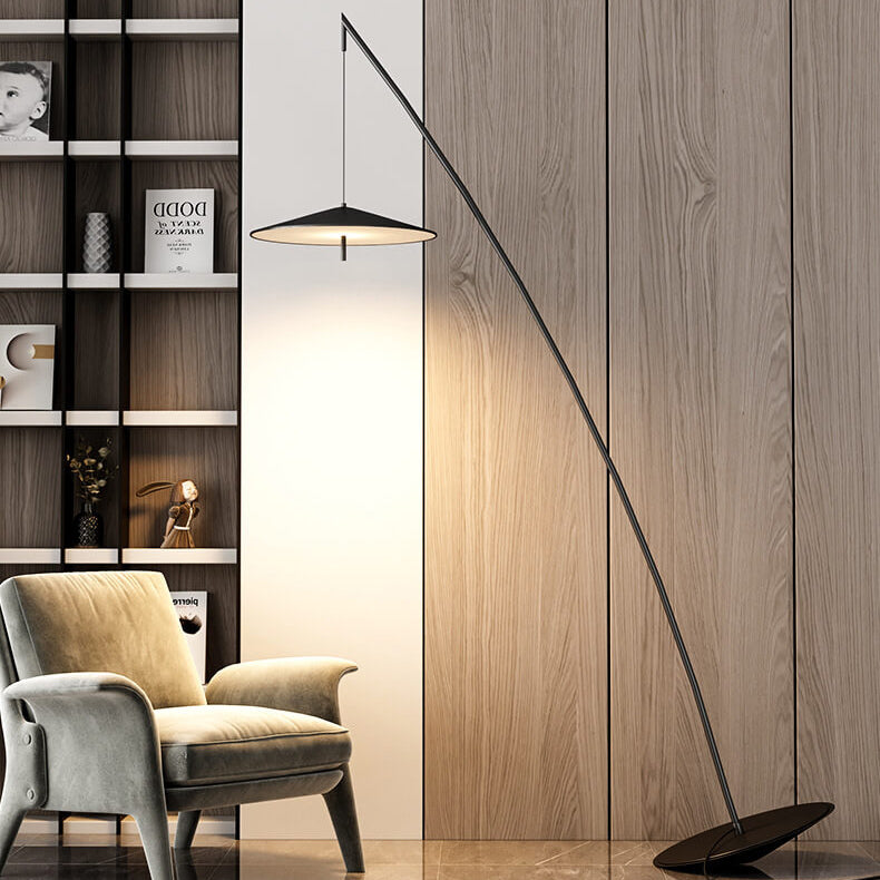 Contemporary Nordic Iron Black Tilt Fishing Rod Floor Lamp for Living Room & Bedroom