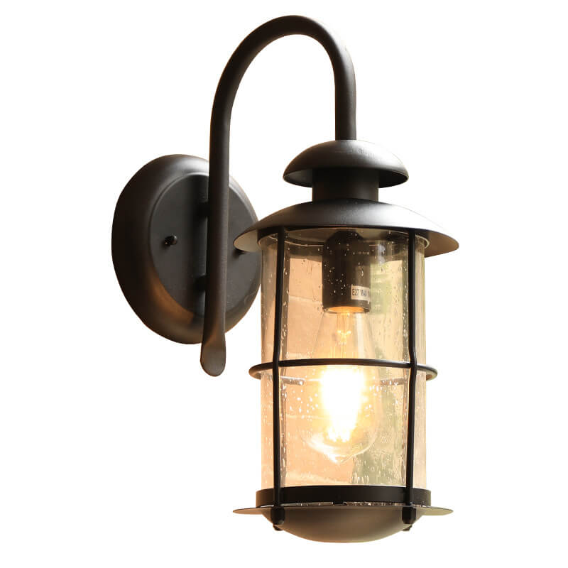 European Vintage Waterproof Iron Glass Wall Sconce Lamp - 1-Light Outdoor Fixture