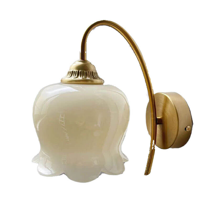 Vintage Floral Resin Wall Sconce - Copper Iron 1-Light Lamp for Bedroom