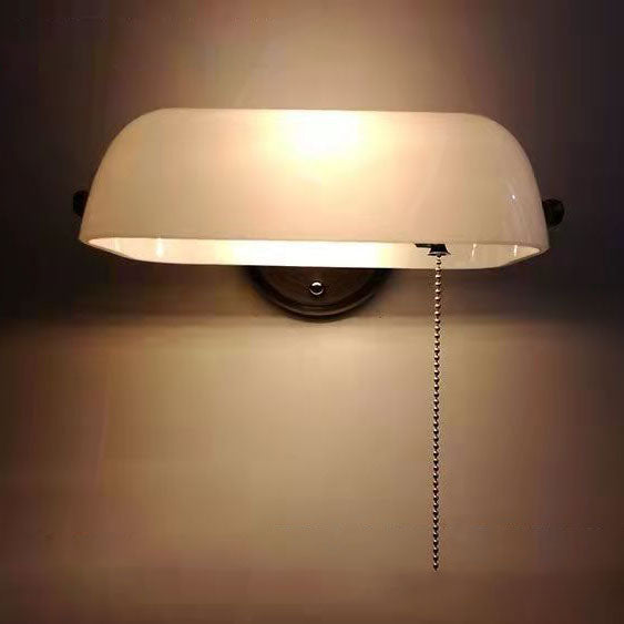 Vintage Glass Iron Round Wall Sconce Lamp - 1-Light Living Room Fixture